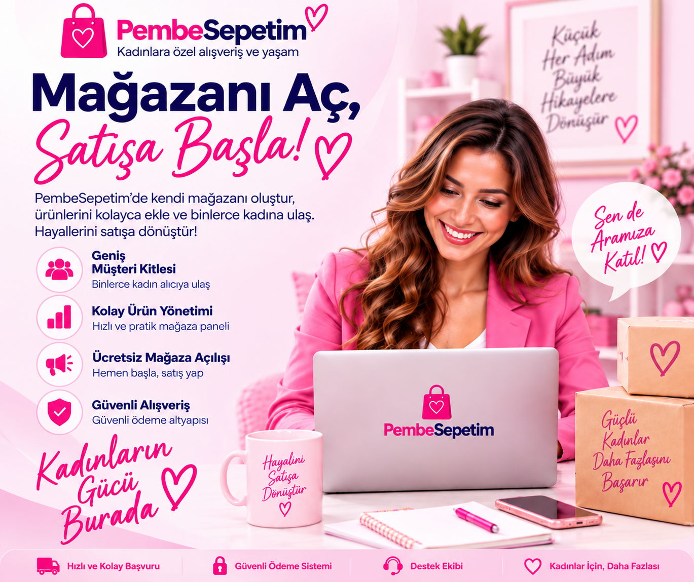 PembeSepetim mağazanı aç ve satışa başla